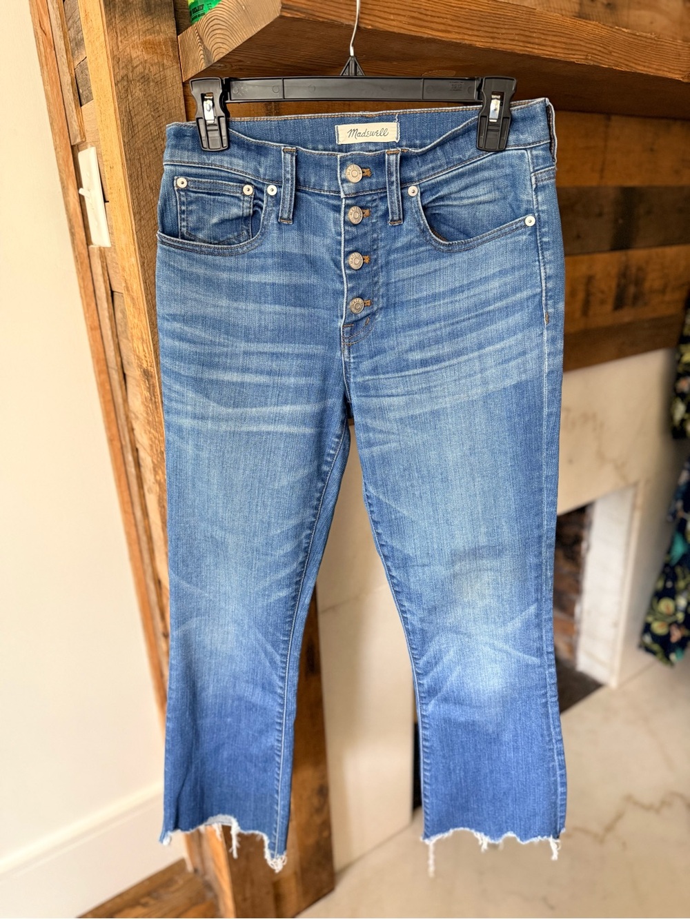 Madewell Medium Blue High-Rise Button-Fly Cropped Jeans